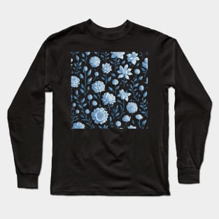 Seamless pattern with blue flowers Long Sleeve T-Shirt